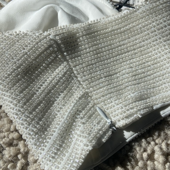 Zara beaded crop top bralette white with clear shimmer beads. NWT size Small - Picture 6 of 6
